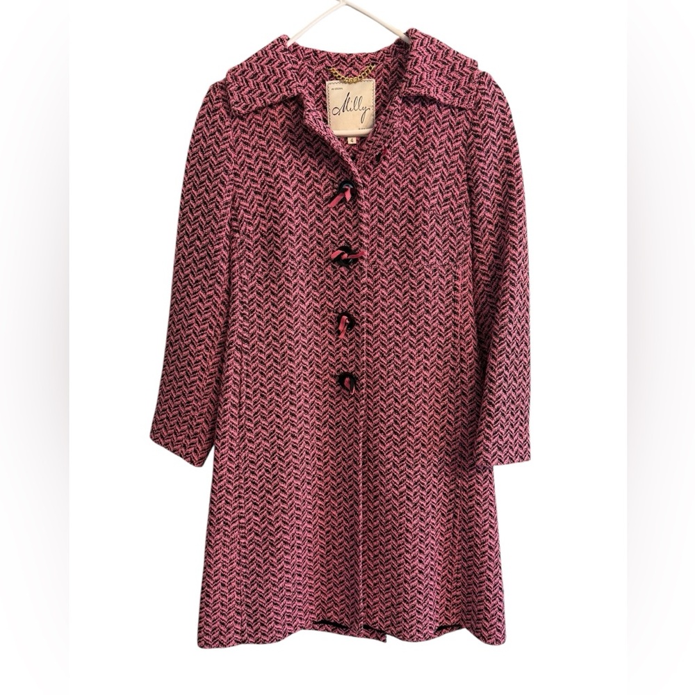 Milly Vintage Y2K Wool Pink Black Coat Statement Coat Blair Waldorf Feminine
